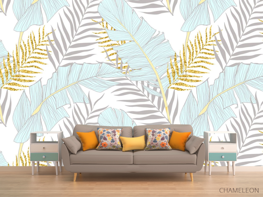 Фотообои перья с золотом - 1