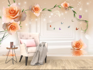 Фотообои Тонель с оранжевыми цветами - 4