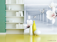 Фотошпалери квіти і 3Д тунель - 3