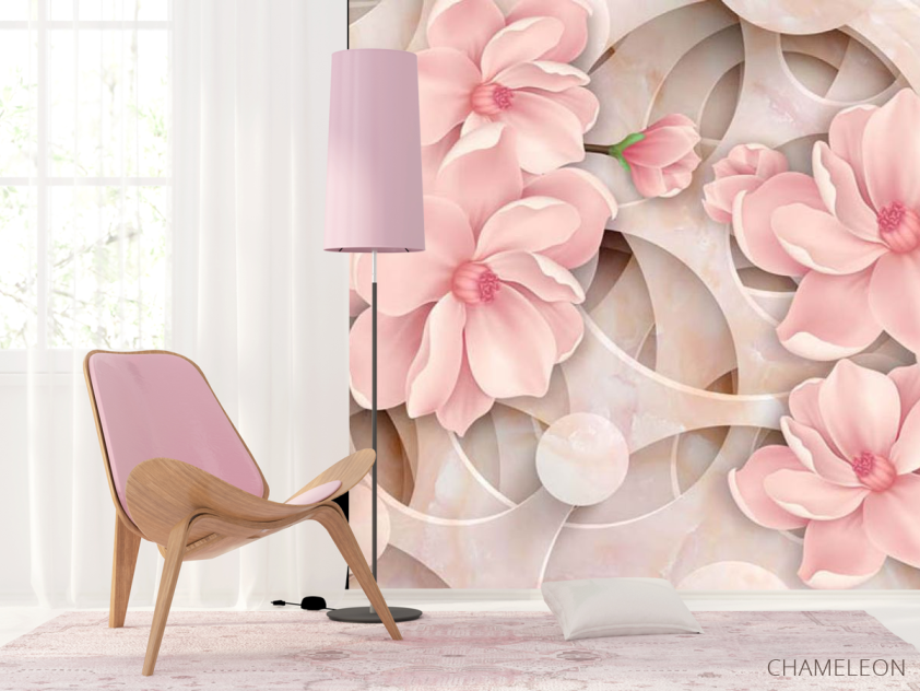 Фотошпалери 3Д квіти рожеві - 4