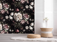 Фотошпалери Класичні квіти на чорному тлі - 2