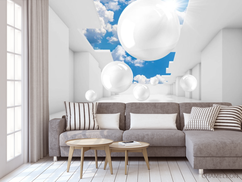 Фотообои 3д шары и небо - 3