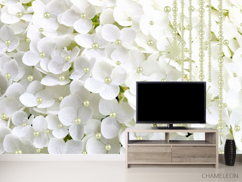 Фотообои Белая гортензия и бусины - 2