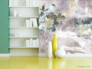 Фотошпалери дизайнерські квіти з золотом рожеві. - 3