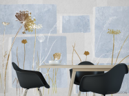 Фотошпалери сухоцвіти на синьому дизайнерському тлі. - 1