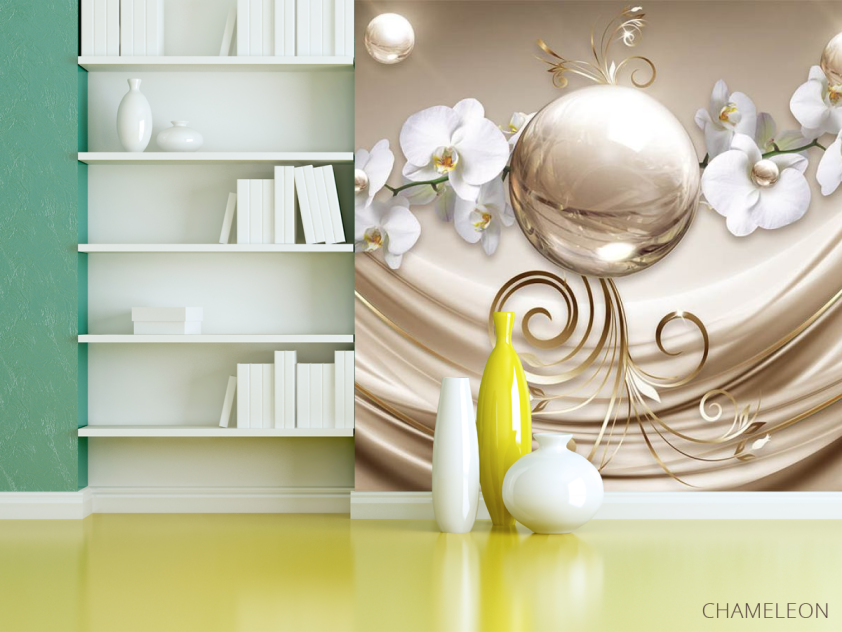 Фотошпалери Орхідея і кола 3д - 3