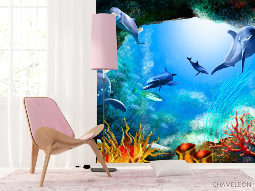 Фотошпалери 3д дельфіни - 4