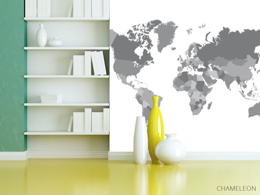 Фотошпалери Сіра карта світу - 3