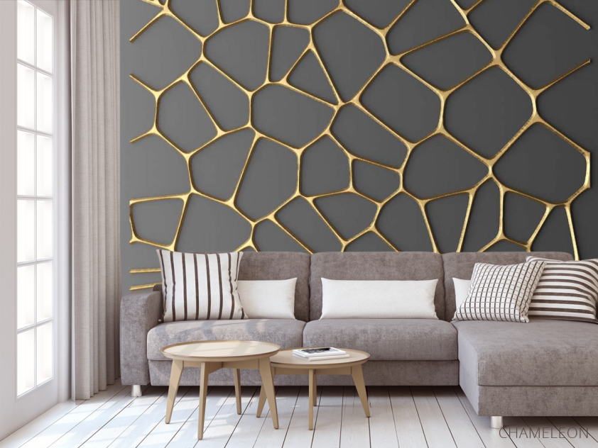 Фотообои 3д золотой узор - 3