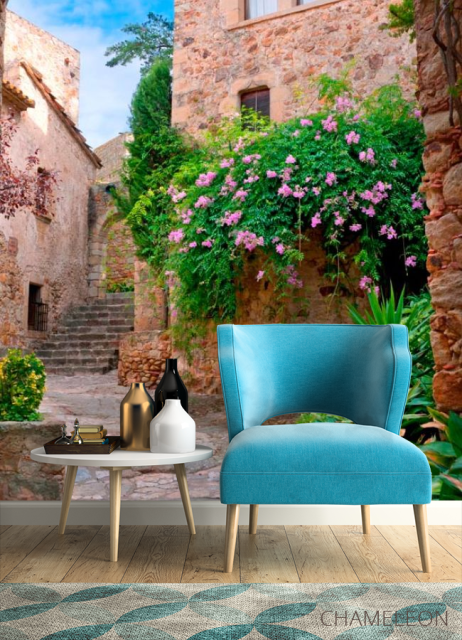 Фотообои Ступеньки с цветами - 4