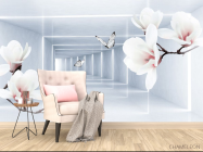 Фотообои цветы и 3д тоннель - 4