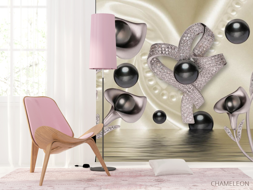 Фотошпалери 3д квіти з камінням - 4