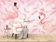 Фотообои Розовые фламинго в шляпе - 4