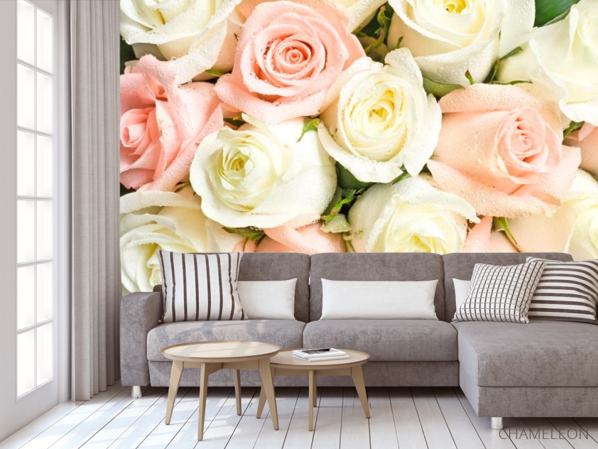 Фотообои Белые и кремовые розы - 3