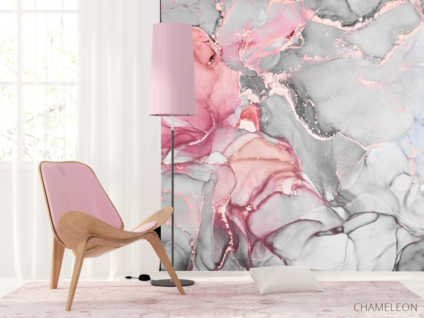 Фотошпалери сіро-рожевий fluid art - 4
