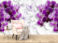 Фотообои Фиолетовые 3д орхидеи - 4