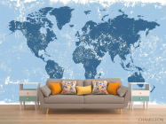 Фотообои Синяя карта мира - 1