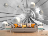 Фотообои 3д тоннель с шарами - 1