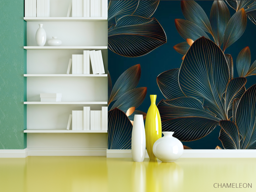 Фотошпалери 3Д листя об'ємні - 3