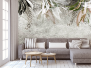 Фотообои Листья на бетоне - 3