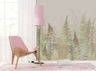 Фотошпалери листя папороті зелено бежевий відтінок - 4