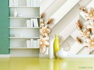 Фотошпалери Золоті квіти 3д - 3