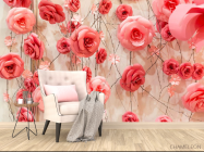 Фотообои 3d стена из роз - 4
