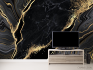 Фотообои Чёрный мрамор с золотом - 2