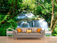 Фотообои водопад среди зеленых растений - 1