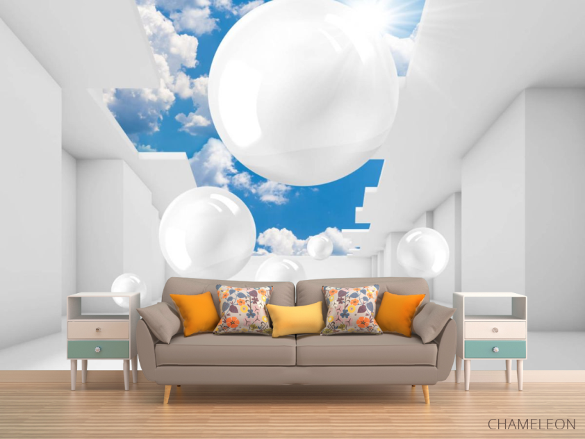 Фотообои 3д шары и небо - 1