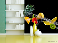 Фотошпалери фрукти і вода на чорному тлі - 3