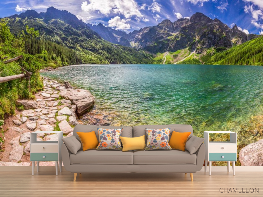 Фотообои камни, горы и озеро - 1