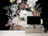 Фотообои Винтажные цветы на черном фоне - 2