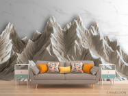 Фотообои 3д горы бежевые с мармуром - 1