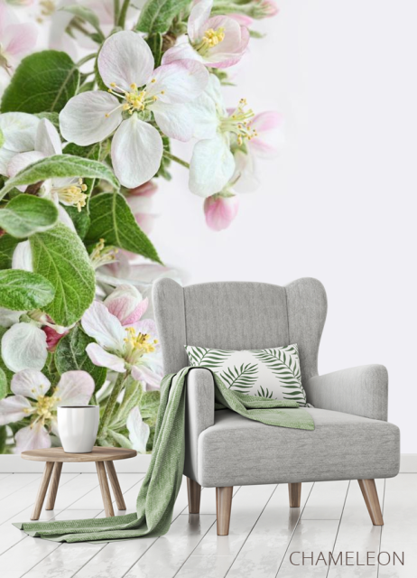 Фотообои бело-розовые цветочки - 3