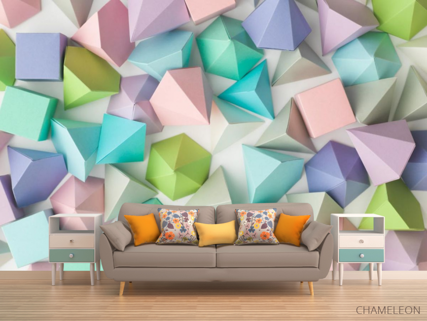 Фотообои разноцветное бумажное оригами - 1