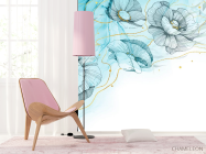 Фотошпалери векторні дизайнерські квіти з золотом - 4