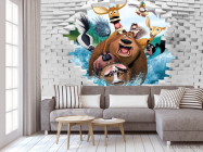 Фотообои Звери и 3д стена - 3