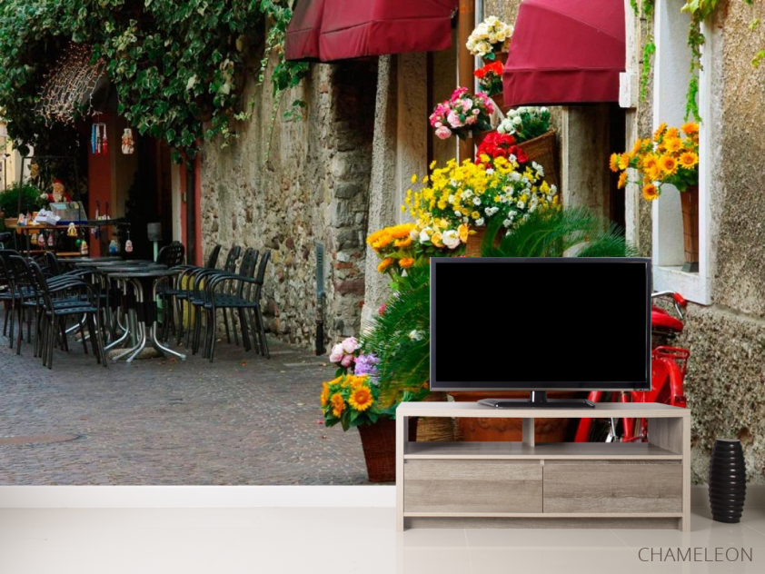 Фотообои Кафе на улочке с цветами - 2