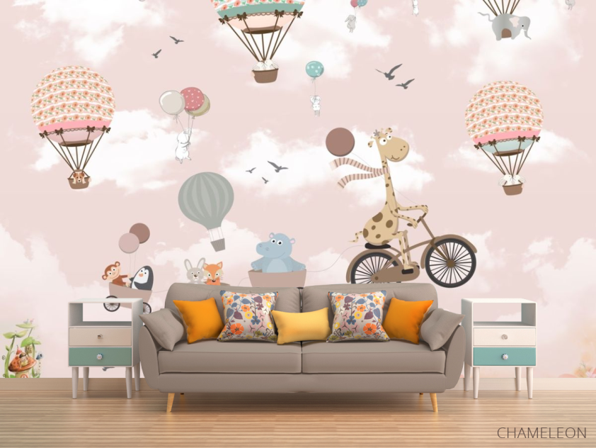 Фотообои Жирафик и воздушные шары - 1