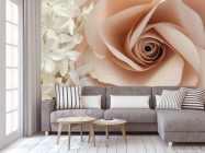 Фотообои большая бежевая роза из бумаги - 3