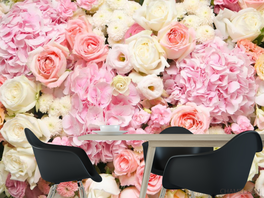 Фотошпалери ніжні біло-рожеві квіти - 1