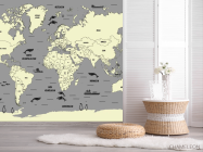 Фотошпалери Карта в сірому кольорі в дитячу - 2