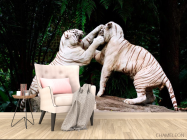 Фотообои Драка белых тигров - 4