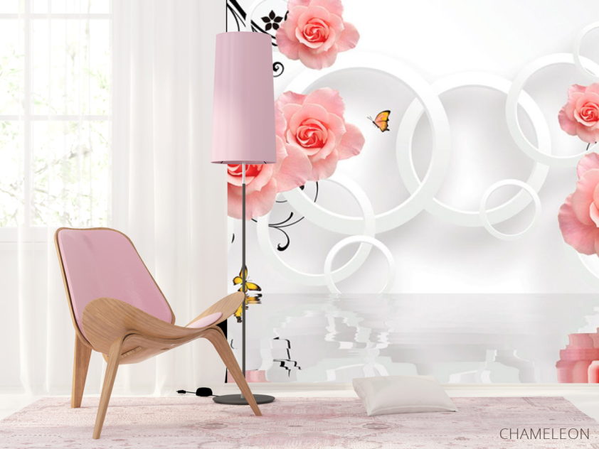 Фотошпалери 3D утоны троянд над водою - 4