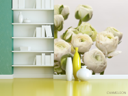 Фотошпалери білі круглі квіти - 3