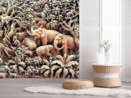 Фотошпалери дерев'яні слони - 2