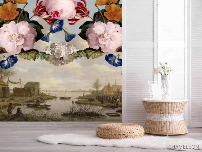 Фотошпалери Вінтажний принт з квітами - 2