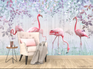 Фотообои Фламинго и зелень - 4