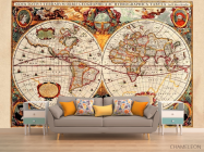 Фотообои Историческая карта полушарий - 1